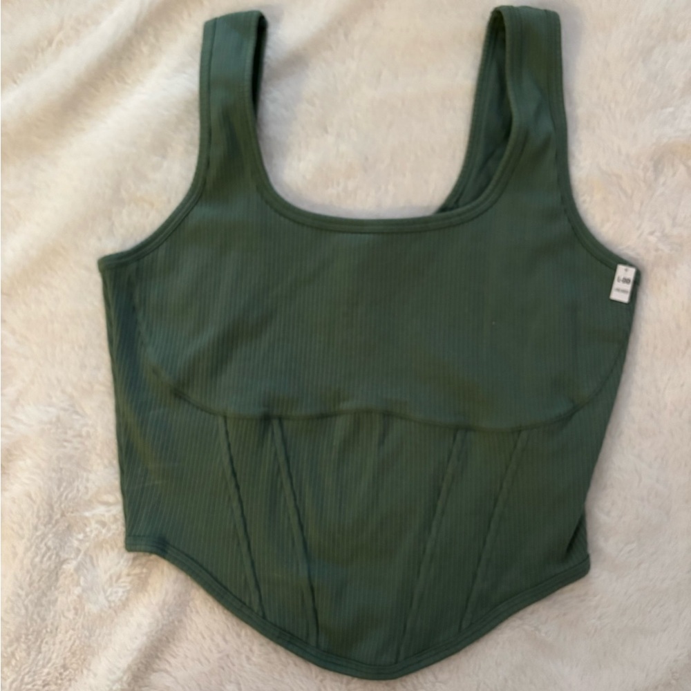 NWT PINK Victoria's Secret Green Corset Style Crop Top